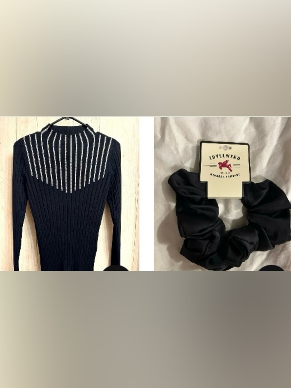 Free Scrunchie Long Sleeve Black Sparkle Shirt Top Small Western Shyanne